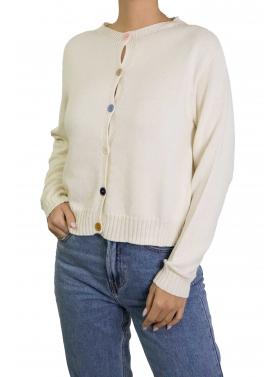 Cardigan con bottoni colorati in cotone 